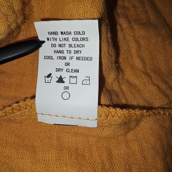 CODE X MODE Embroidered Tiered Dress Mustard Tie Bow Boho Shift CODEXMODE Medium - Picture 10 of 11